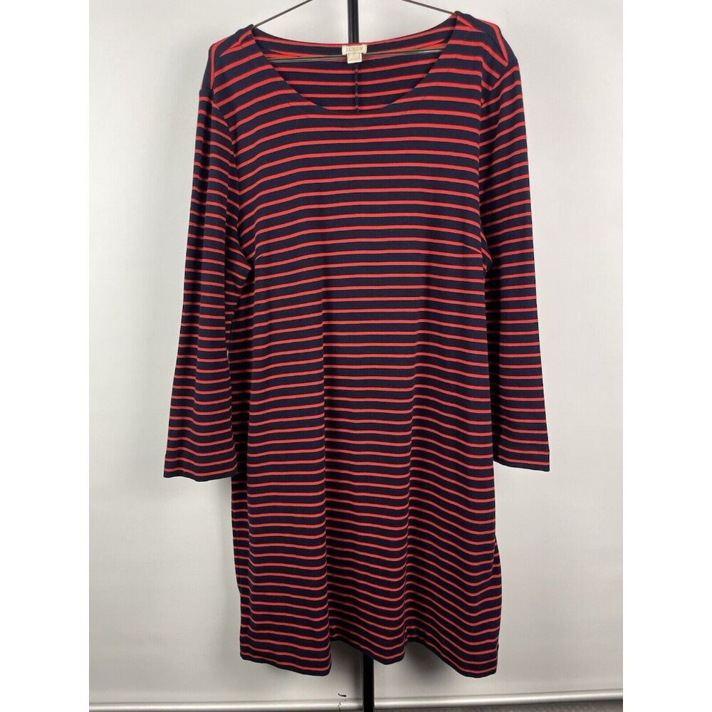 J. Crew Factory Red Blue Stripe‎ Maritime Nautical Long Sleeve Dress Size XL